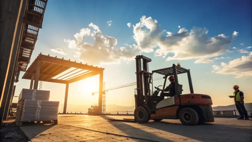 Forklift Capacity: How To Choose The Right Forklift Capacity For Your Business? 6 A construction site with a forklift in action set 1736412438847