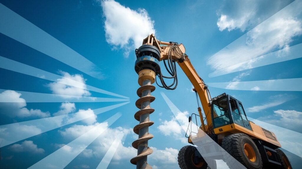 What is an Auger and How Does It Enhance Your Excavator's Capabilities? 9 A dynamic and vibrant construction site under a cl 1736405162682