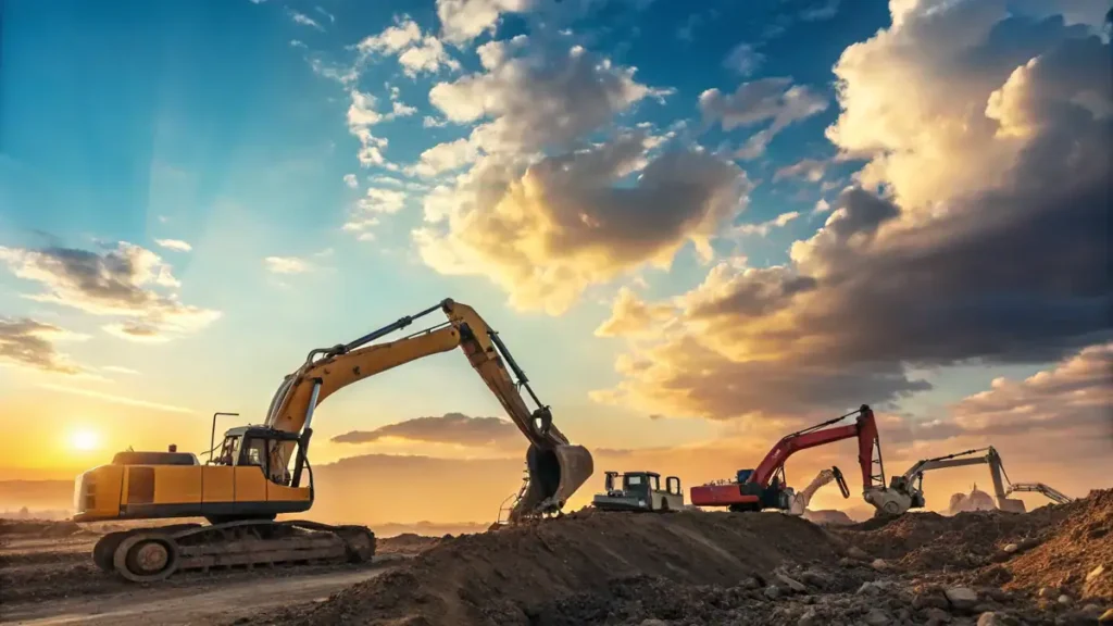 The Key Function of Excavator: What Every Buyer Should Know? 9 A dynamic and vibrant scene of multiple excavators 1736494134453