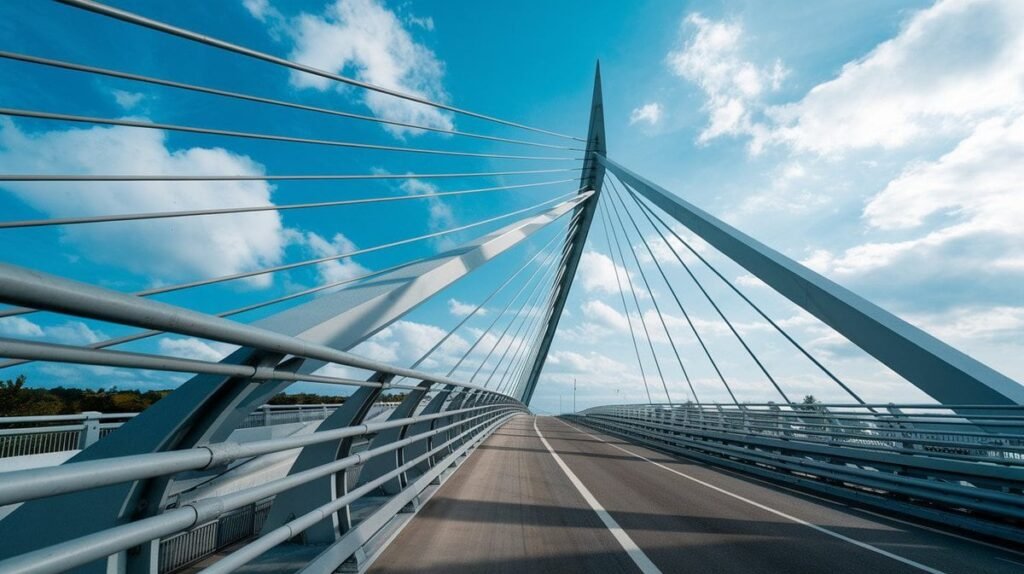 What are the main types of bridges? 10 A modern cable stayed bridge with a sleek steel st 1737169935042